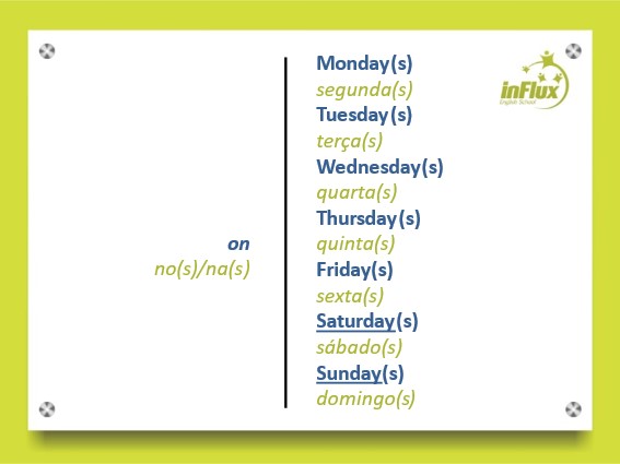 Dias da Semana em Inglês  Vocabulário em inglês, Palavras em inglês,  Aprenda palavras em inglês