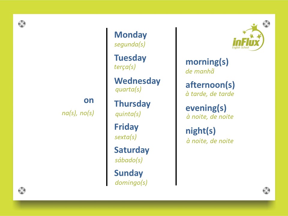 Dias Das Semana em Inglês Com Significados