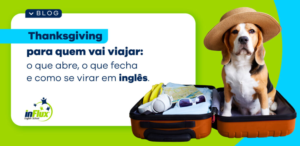 chachorro dentro de uma mala de viagem para o thanksgiving